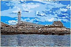 Weathered White Island Lighthouse Connected to Keeper's House -